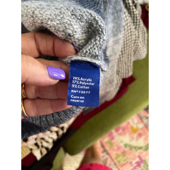 Apt 9 knit top sweater women's size medium gray blue stripe mock turtleneck - Picture 7 of 15